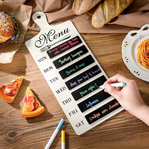 Maxdot Weekly Menu Board Kitchen 16.5 x 6.3 Inches 7 Markers and Towel