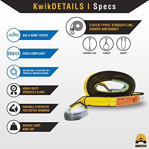 KwikSafety - Charlotte, NC - Mighty Sumo 2”x 16’ Poly Web Sling Lifting Strap Construction ASME OSHA / 6400lbs Vertical 5100lbs Choker 12800lbs Basket/Rigging Moving Towing Hoisting Gear - size: 2"x16' | 6400 lbs