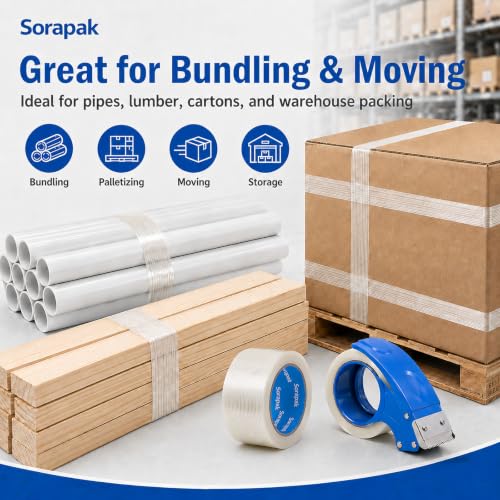 2" x30 yd Heavy Duty Filament Tape 2-Pack with Dispenser – Box Sealing
