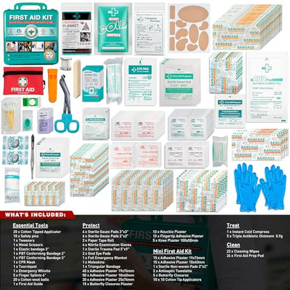 General Medi 360 Pieces Hardcase First Aid Kit - Comprehensive Large First Aid Box Contains Premium Medical Supplies for Travel, Home, Office, Vehicle, Camping, Workplace & Outdoor - size: 360 Pieces