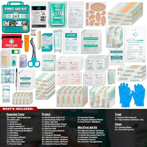 General Medi 360 Pieces Hardcase First Aid Kit - Comprehensive Large First Aid Box Contains Premium Medical Supplies for Travel, Home, Office, Vehicle, Camping, Workplace & Outdoor - size: 360 Pieces