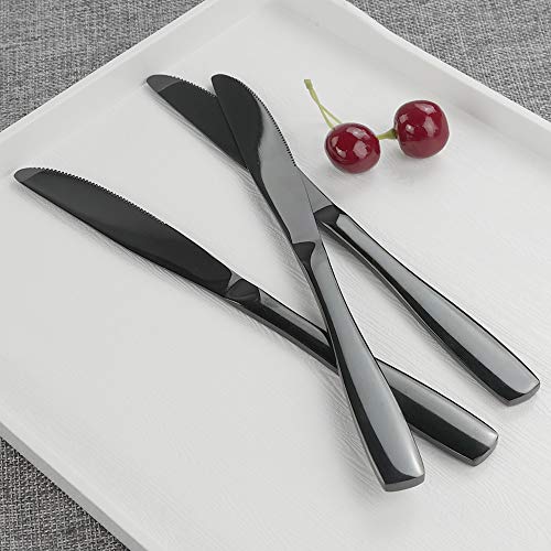 Teyyvn 16-Piece Black Stainless Steel Dinner Knives, Cutlery Table Knives