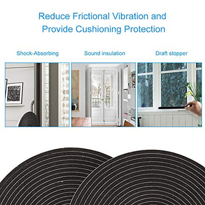 2 Rolls Foam Tape Weatheratrip for Door Window Insulation, Single Sided Foam Strips Adhesive, High Density Foam Seal Tape, Closed Cell Foam Seal Strip Tape(1/2"Wx1/4"Tx32FT, Black) - size: 1/2"W x 1/4"T x 32FT