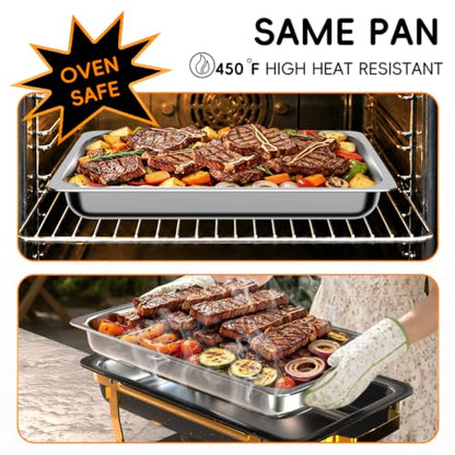 Sifer 11Qt Chafing Dishes for Buffet, No Any Screws, 4 Pack, Black & Gold - color: Black & Gold