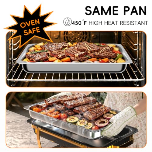 Sifer 11Qt Chafing Dishes for Buffet, No Any Screws, 4 Pack, Gold - color: Gold