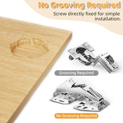 Chibery 2 Pack 90° RV Cabinet Hinges, Heavy Duty Surface Mount Soft Close Accessories, Face Frame & Frameless, Self Closing, No Pre-Drilled Cup Hole for Cabinets, Camper Van, Trailer, Vehicle-Mounted