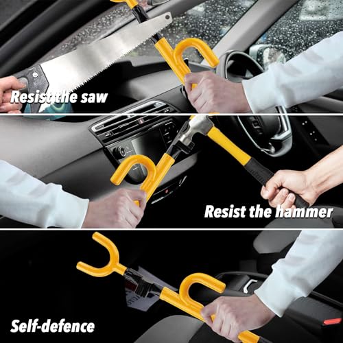 CARTMAN Adjustable Steering Wheel Lock, Anti-Theft Security Device, Yellow - color: Yellow