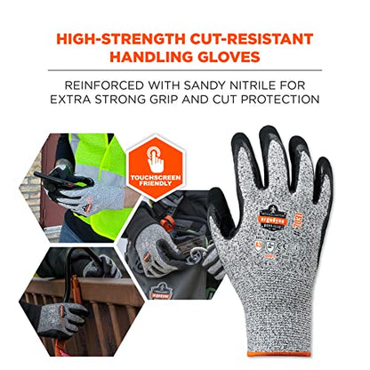 Nitrile Coated Work Gloves, Cut Resistant Level A3, Grip For Wet or Dry Enviroments, Ergodyne ProFlex - size: 1 Count (Pack of 2)