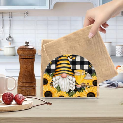 Bee Dwarf Sunflowe Napkin Holder Acrylic Tissue Dispenser - color: Bee Dwarf Sunflower