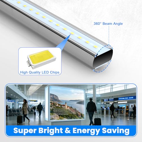 JESLED 360 Degree T8 T10 T12 5.3ft 36w LED Tubes, 4-Pack - size: 5.3 feet