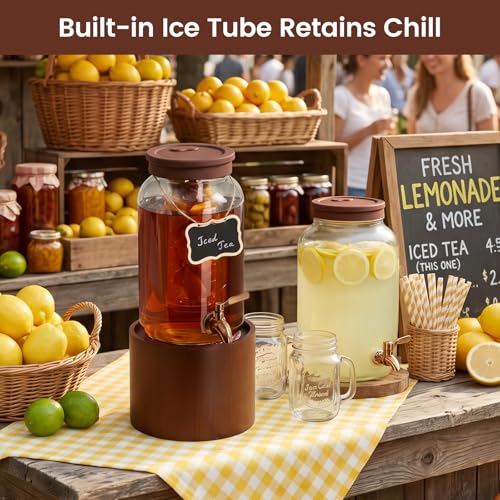 1 Gallon Glass Drink Dispenser for Parties Beverage Dispenser