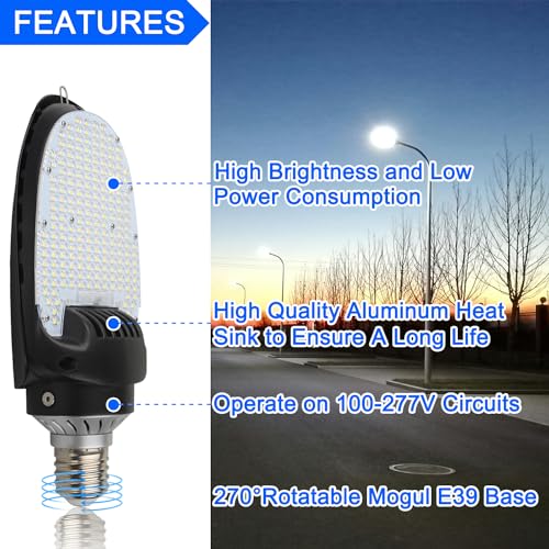 LED Shoebox Corn Retrofit Lamp, 75W/95W/115W Selectable, 5000K 16100LM