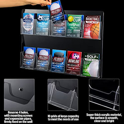 Eersida 2 Pack Acrylic Pamphlet Holder Wall Mount, 10 Pockets 15 x 21'' - color: 10 Pockets, size: 15''x21''