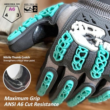MAGID T-REX Impact Gloves with Foam Nitrile Palm Coating, TRX463, 1 Pair - size: 6/XS, style: 1 Pair