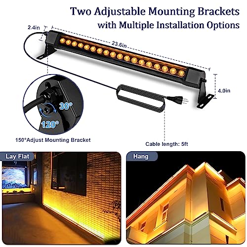 2 Pack 36W LED Wall Washer Light 2FT 2700K Waterproof IP67 Plug-in - color: 2700K-Warm White, size: 23.6''