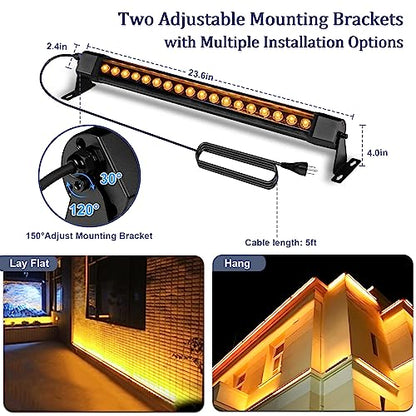 2 Pack 36W LED Wall Washer Light 2FT 2700K Waterproof IP67 Plug-in - color: 2700K-Warm White, size: 23.6''