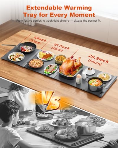 iTRUSOU Expandable Food Warming Mat – 54"x16" Custom Sizes Warming Mat - color: Dark gray - ABC, size: 54"x16" - ABC