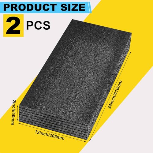 Hoolerry 2 Pcs Polyethylene Foam Block, 24" X 12" X 2", Black - size: 24" X 12" X 2"