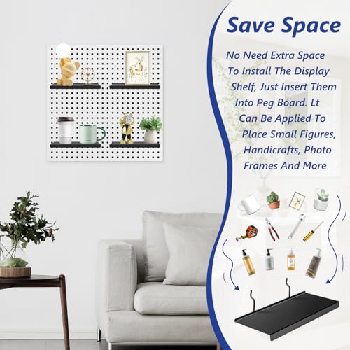 Pegboard Shelves Set of 20, 10x4.3 Inch Metal Peg Board Accessories - color: Black 20 Pcs