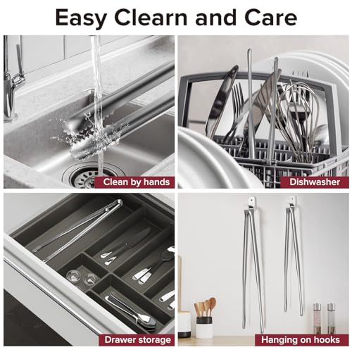 Precise Serrated Non-Slip Tips Cooking Tongs 2 Set (11.5" & 13.5") - size: 11.5"+13.5"