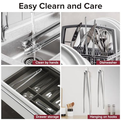 Precise Serrated Non-Slip Tips Cooking Tongs (9.5" & 11.5" & 13.5") - size: 9.5"+11.5"+13.5"