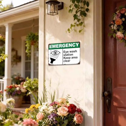 Emergency Eye Wash Station Keep Area Clear Metal Sign 8 x 12 Inch
