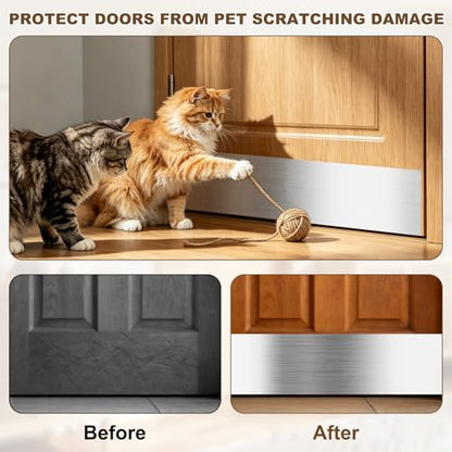 6 x 30 Inches Self Adhesive Door Kick Plate,2 Pack - Silver - color: Silver, size: 6 x 30 Inch