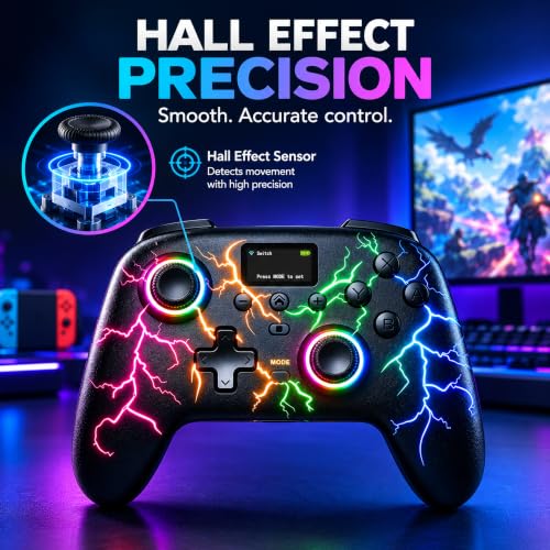 Exilapsire Wireless Controller for PC/Switch/Switch 2/iOS/Android, Black - color: Black
