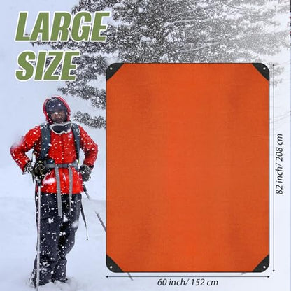 Kanayu 4 Pcs Emergency Thermal Survival Blankets 82 x 60 Inch,Heavy Duty Emergency Poncho Tarp Reusable Waterproof Blanket for Car,Camping,Hiking(Olive Green, Orange) - color: Olive Green, Orange
