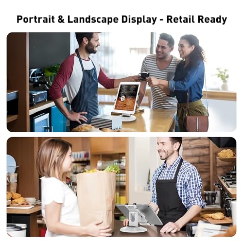 AboveTEK Retail Kiosk iPad Stand, 360 Rotating Commercial POS Tablet Stand with Aluminum iPad Holder for Desk & Bed