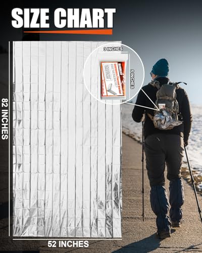 5-Pack Emergency Mylar Blankets, Thermal Space Blankets - size: 5 Pack