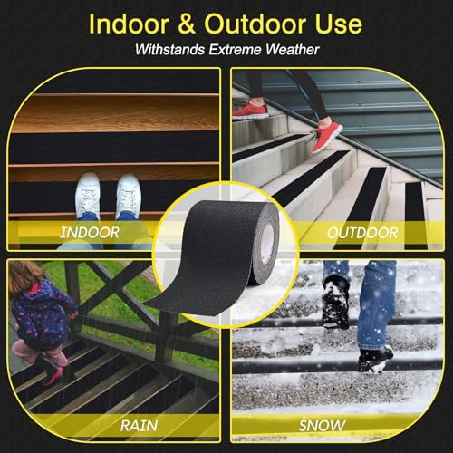 S&X Anti Slip Tape 6in x 60ft Grip Tape for Stairs, Ramps & Decks, Black - color: Black, size: 6" X 60'