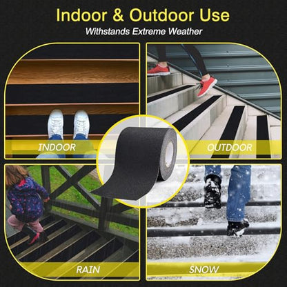 S&X Anti Slip Tape 6in x 60ft Grip Tape for Stairs, Ramps & Decks, Black - color: Black, size: 6" X 60'