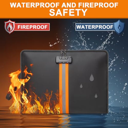 Fireproof Document Bag with Lock，15"×11" Fireproof Money Bag，with Zipper and Lock，Suitable for Tablets, A4 Documents, Cash, Mobile Phones, - size: Legal Documents – 15" × 11"