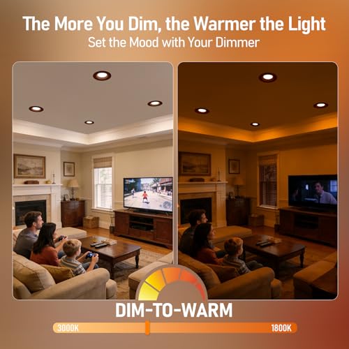 TORCHSTAR 8-Pack 6CCT 6 Inch LED Recessed Light Canless, Dim to Warm - color: Oil Rubbed Bronze-Dim to Warm, size: 6 Inch