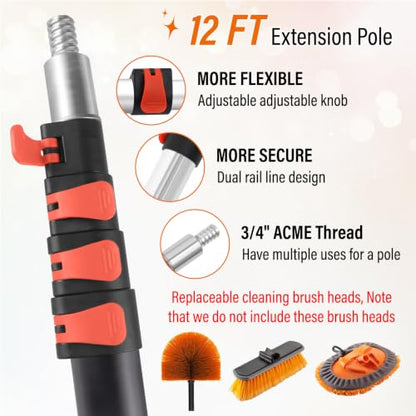 18FT High Window Cleaning Kit with Pole,Professional 2 in 1 Window Squeegee - color: 10.65in Squeegee, size: 12FT(Reach 18ft)
