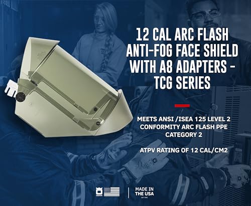Oberon Arc Flash Face Shield - 12 Cal - Hard Cap and Adapter Options - TCG Series - size: 1 Count (Pack of 1), style: A8 Adapters