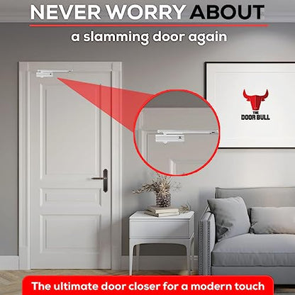 The Door Bull Series 5000 Automatic Door Closer – Hold Open Arm Features - size: 5000 Series, style: Silver