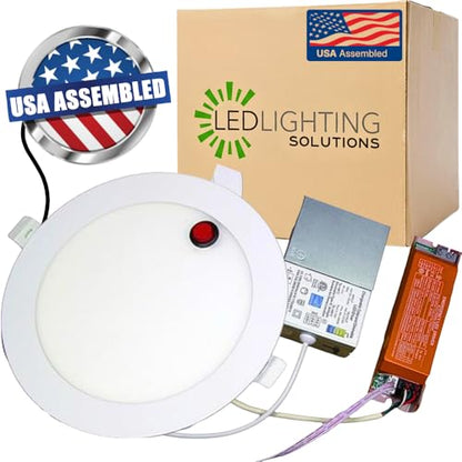 LED & Lighting Solutions 8" Dimmable Ultra Slim, Battery Powered recessed Lights, 18W 1450 Lumens, 80 CRI Selectable 2700K-6000K, 8 Inch Ceiling Light w/ 90 Min Battery Backup, ETL/IC/Damp Rated. - color: 5000K, size: 8"