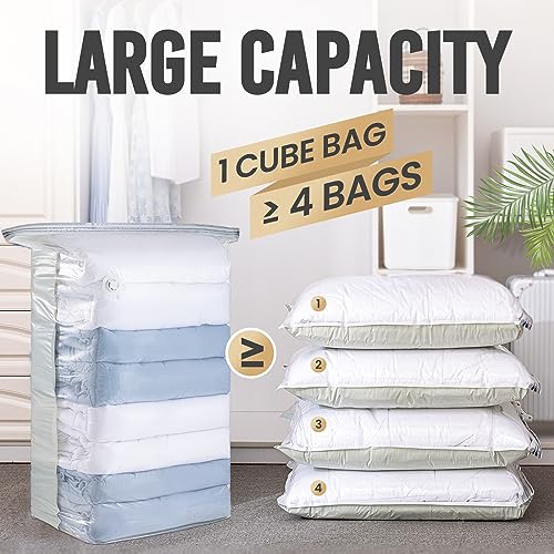 TAILI 12 Pack Vacuum Storage Bags, Jumbo Cube 31x40x15 Inch, Cream - color: Cream, size: 12 Jumbo