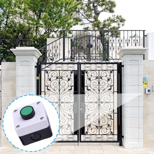 Push Button Switch Station Box, Momentary One Exit Boxes Exterior Opener Control Switches Weatherproof IP54 Pushbutton Industrial Green Starter Mushroom Emergency Stop Buttons for Automatic Gate