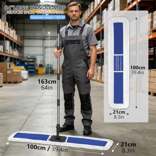 Masthome 39" Commercial Mop,64" Extra-Long Stainless Handle - color: Extra Large Blue