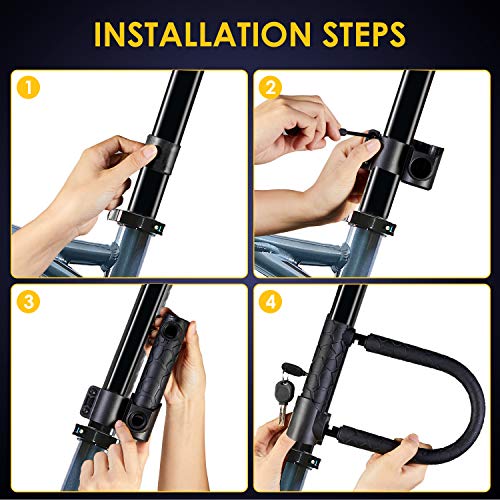 Bike Lock Heavy Duty Anti Theft, Keyed Bike U Lock with 4FT Security Cable and Mounting Bracket for Road Bike, Mountain Bike, Folding Bike - size: short/20
