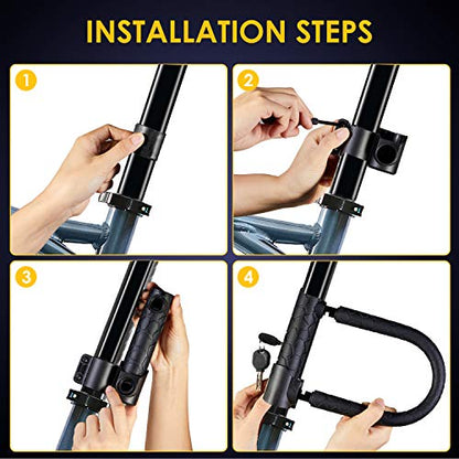 Bike Lock Heavy Duty Anti Theft, Keyed Bike U Lock with 4FT Security Cable and Mounting Bracket for Road Bike, Mountain Bike, Folding Bike - size: short/20