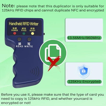Handheld ID Copier 125khz RFID Duplicator with 10pcs Blank T5577 Keyfobs