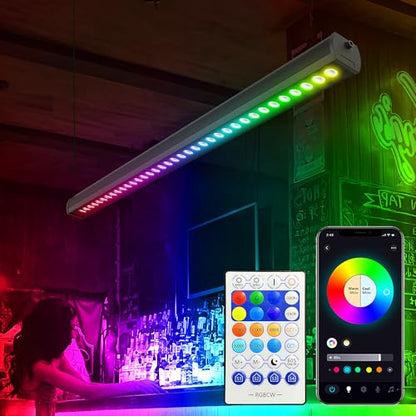 Smart LED Linear Wall Washer Light, 40 Inch Bluetooth Multi-Mount Pendant Light Versatility Hanging Fixtures, RGBCW 180W Dimmable Chandelier for Wall Washing, Adjustable Heigh - size: Standard 40" 180W