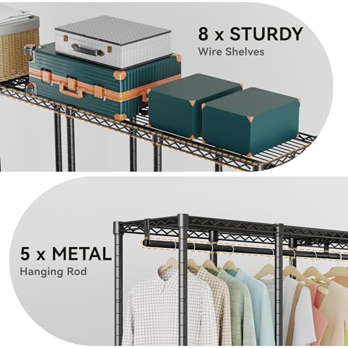 Higeego H5 Heavy Duty Clothes Rack, Black Clothing Rack for Hanging Clothes - color: Black