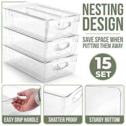 Sorbus Fridge Organizers and Storage, Clear Bins (15 Pack) - size: Small/Medium/Large/XL, style: 15 Pack