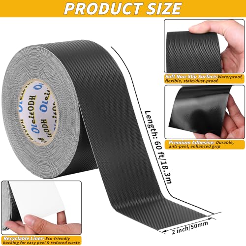 Oleitodh 2" x 60 ft Rubber Grip Tape, Black, for Handles & Tools - color: Black, size: 2 in x 60 ft