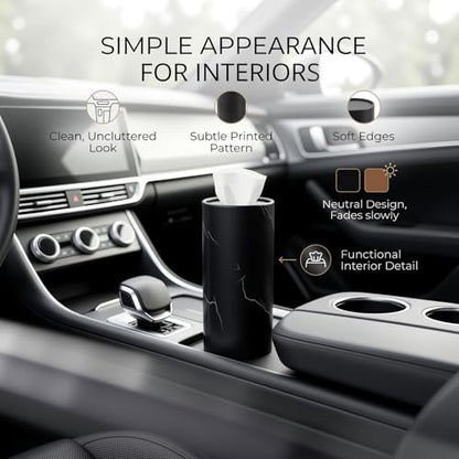 4PCS Car Tissues Cylinder,Refillable Round Cup Holder Tissues for Car with 50 Facial Tissue,Portable Universal Cars Tissue Holder Cars Accessories Interior for Home & Office